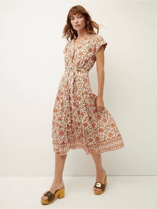 Veronica Beard Dresses & Skirts - Veronica Beard Lexington Garden Floral Print Cotton Midi Dress Sz 8 Belted Lined